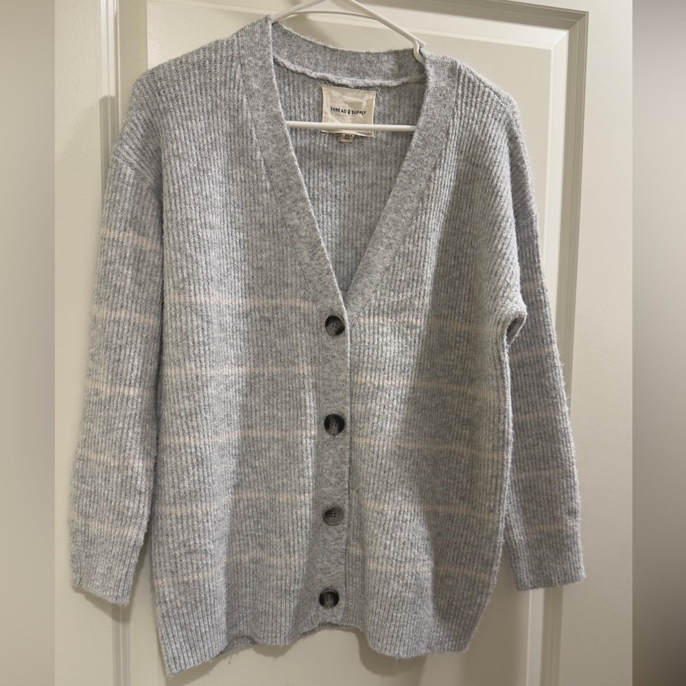 Gray Button-Up Women's Sweater